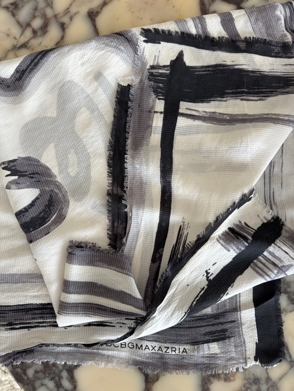 BCBGMaxAzria Black & Gray Abstract Brushstroke Scarf